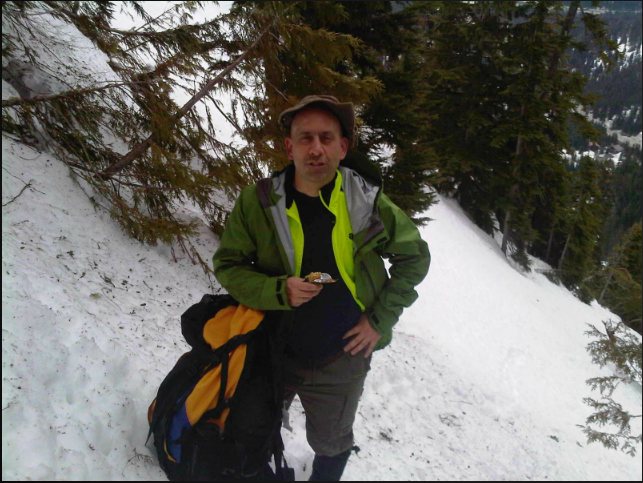 Me enjoying a snack on the way up